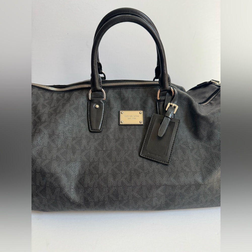 Michael Kors Black Duffel Bag with Signature Monogram